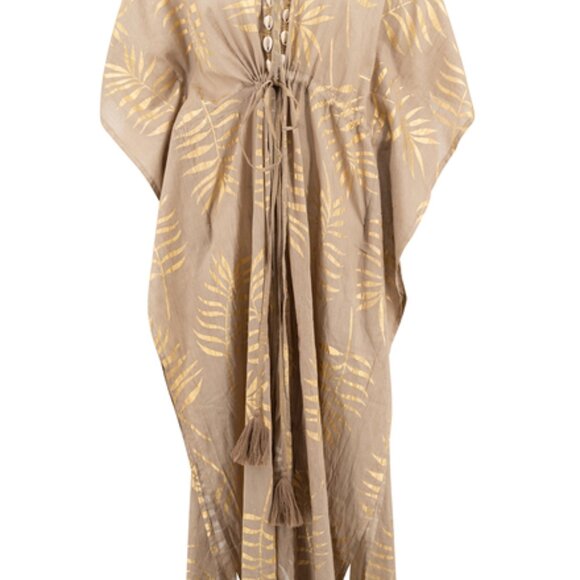 ☀️SUMMER SALE!☀️ IBIZAMODE - LONG KIMONO LEAFY TAUPE - ONE SIZE - BNWT - Picture 6 of 8